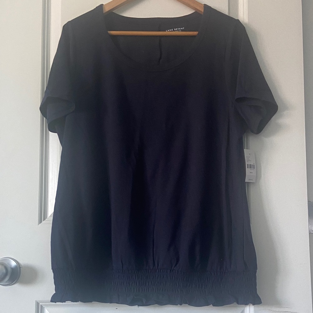NWT Lane Bryant Navy Blue Short Sleeve Cotton Fitted Crew